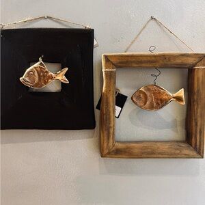 Wooden Framed Fish Wall Art Decor